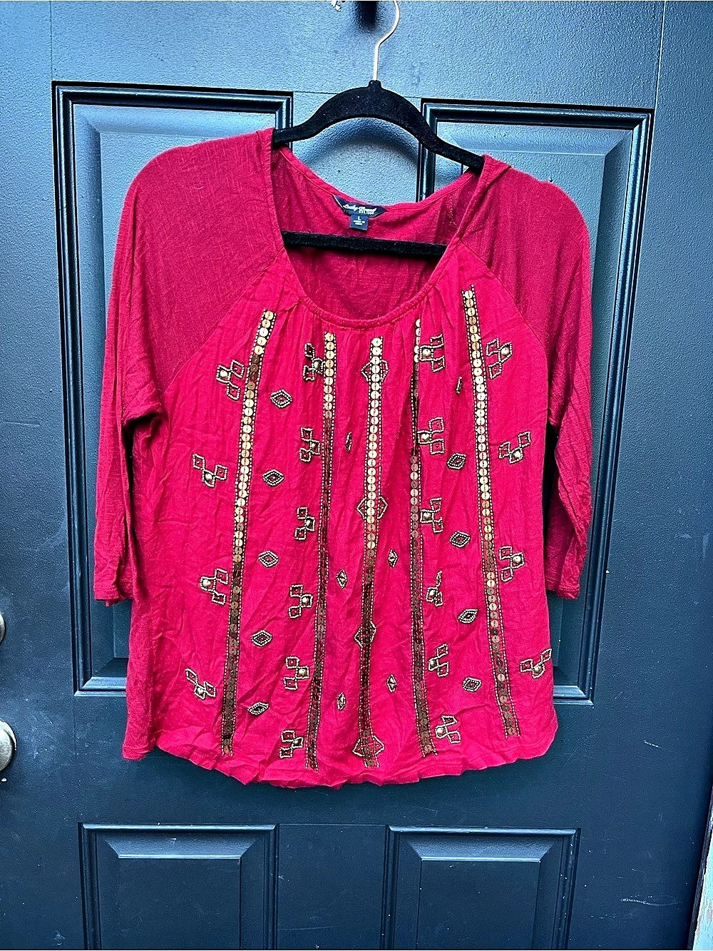 Lucky Brand Embroidered Tunic in Pink Large Like New